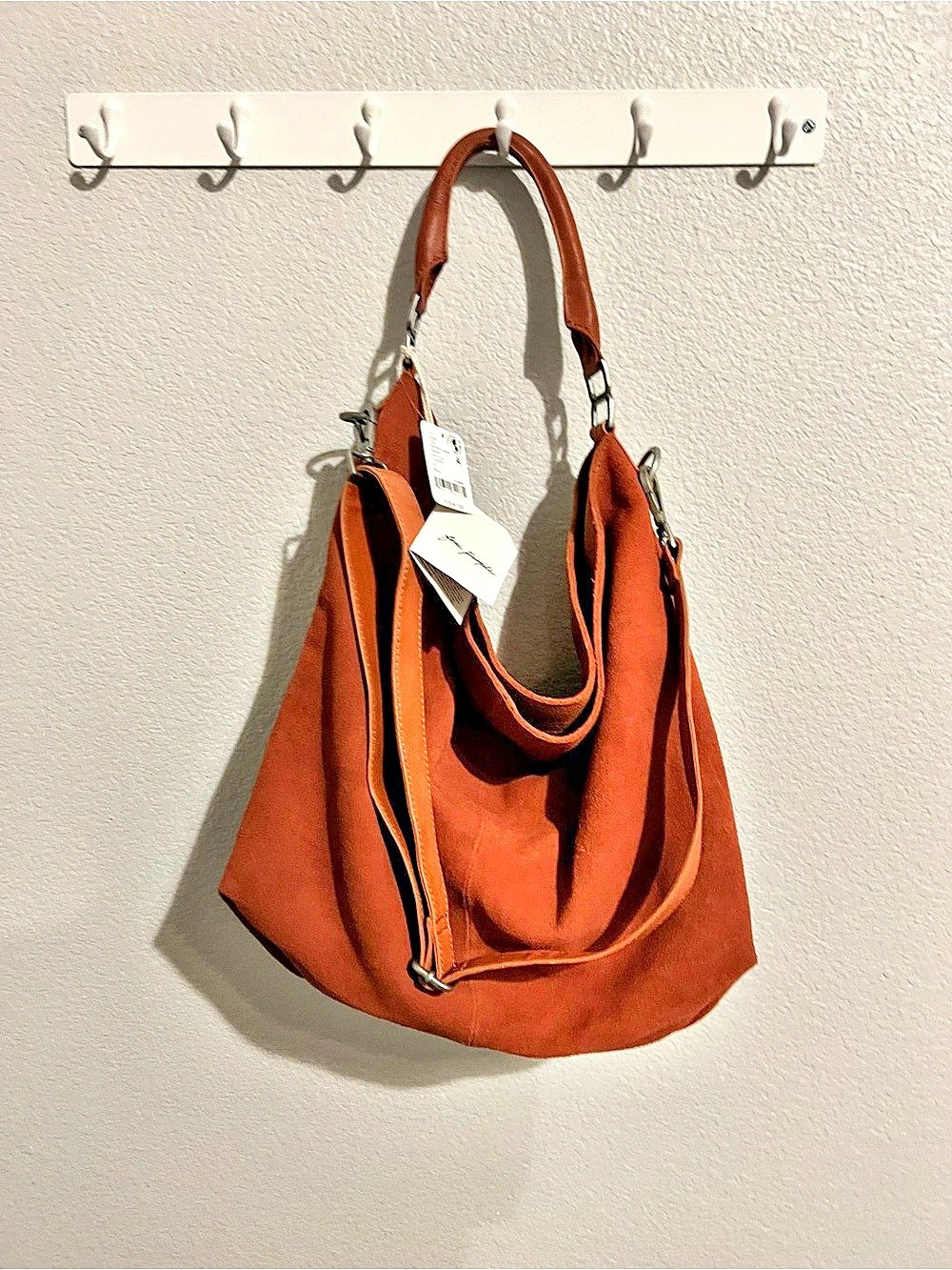 Free People Suzy Suede Large Tote Bag Brown NWT - Picture 5 of 8